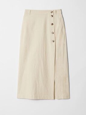 & Other Stories Midi Pencil Skirt Beige A-Line Hemp Cotton Size 10 NWT